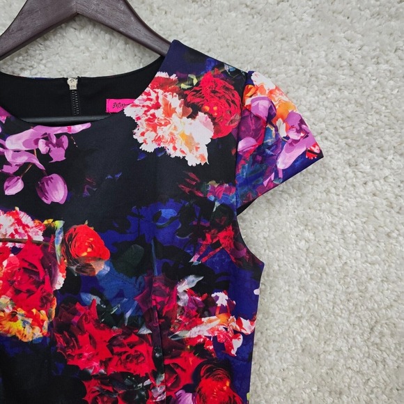 Betsey Johnson Dress Womens 6 Colorful Flowers Lined Maximalist Career Event - Picture 5 of 16